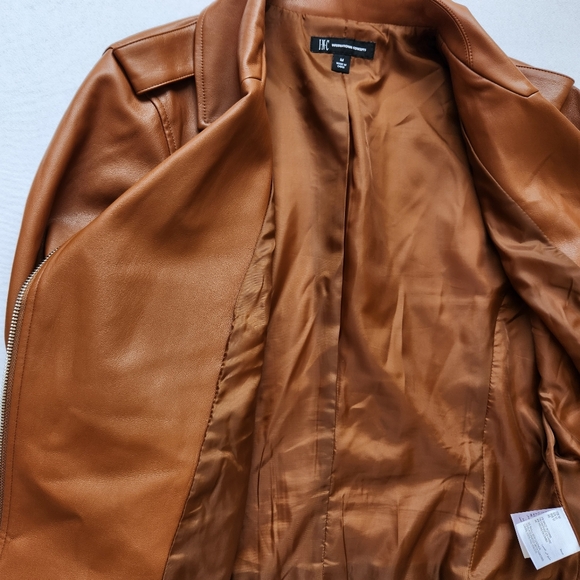 Soft Comfy Faux Leather Moto Jacket Fall Lightweight Zippers Snaps Cute Medium - Picture 10 of 17